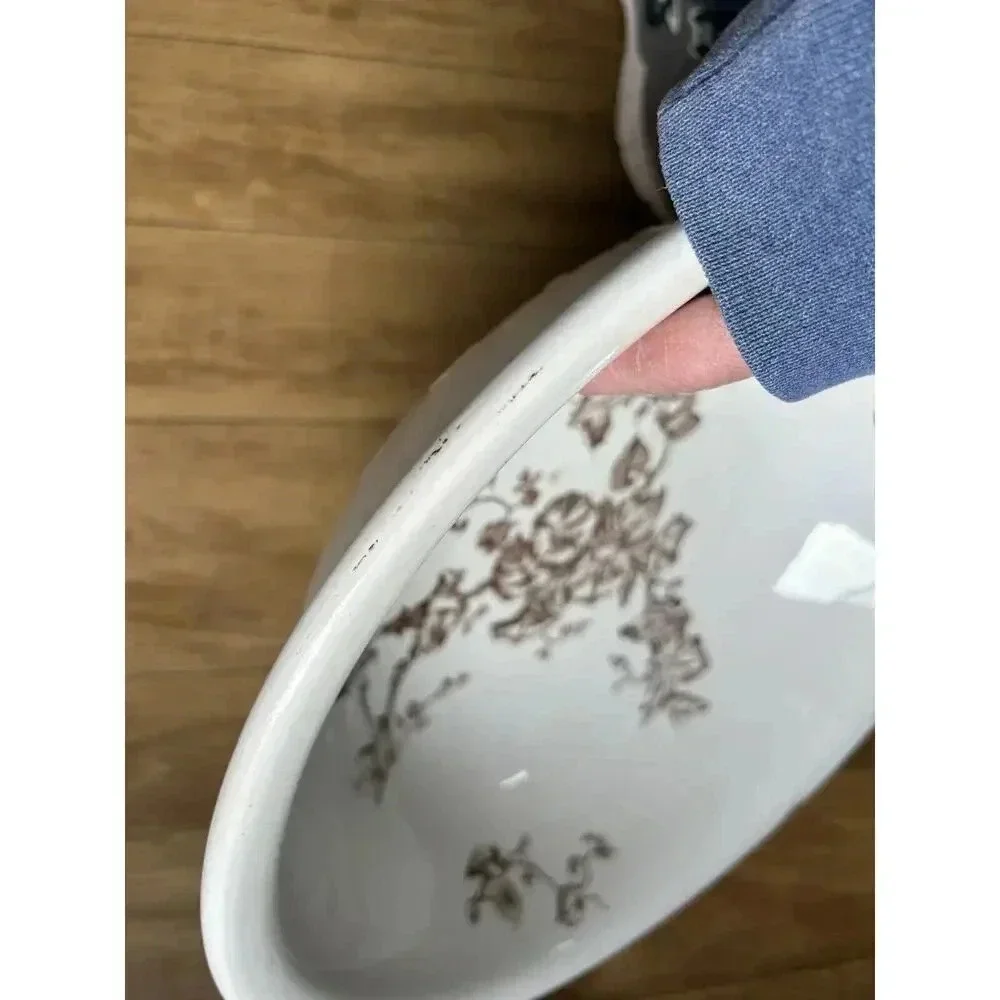 Antique Brown Transfer Ironstone Wash Bowl And Pitcher Morning Glory Pattern